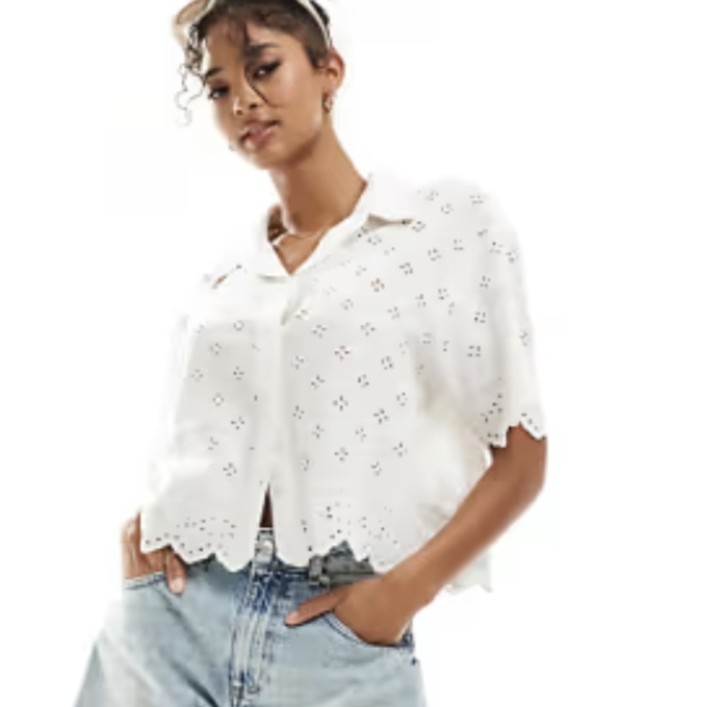 Black Eyelet Button Down